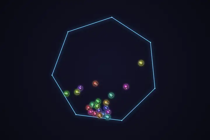 Bouncing balls in a heptagon