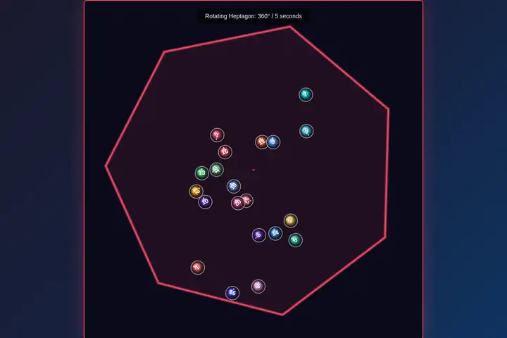 Bouncing balls in a heptagon