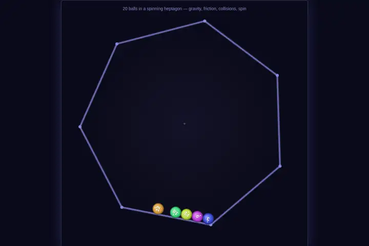 Bouncing balls in a heptagon