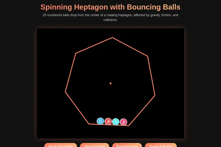 Bouncing balls in a heptagon