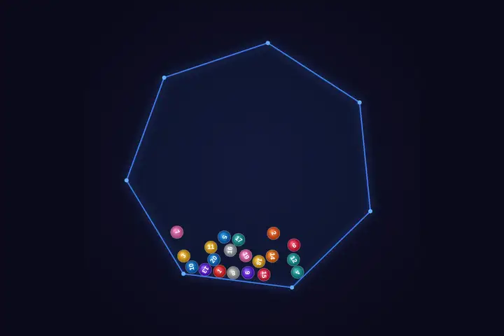 Bouncing balls in a heptagon