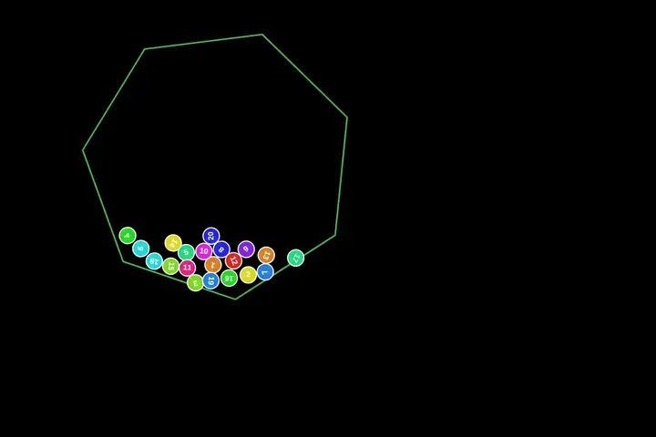 Bouncing balls in a heptagon