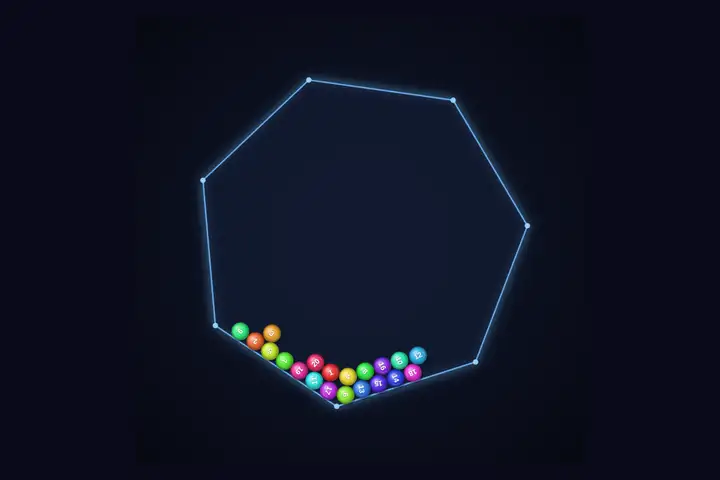 Bouncing balls in a heptagon
