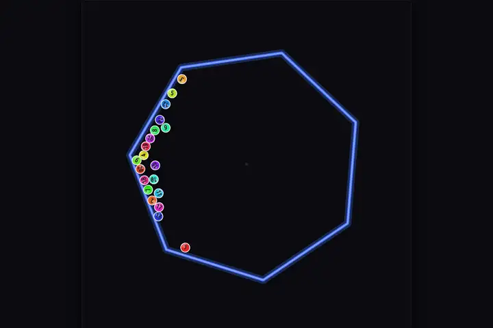 Bouncing balls in a heptagon