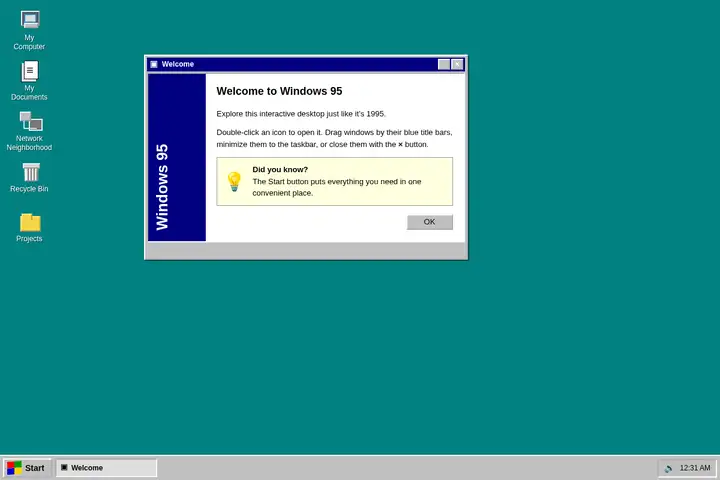 Windows 95 desktop