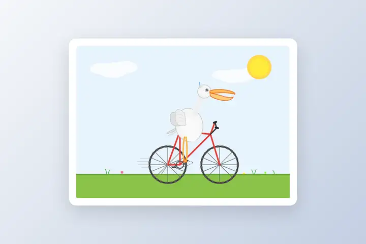 Pelican on a bicycle