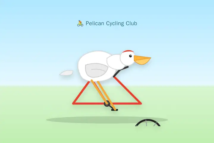 Pelican on a bicycle