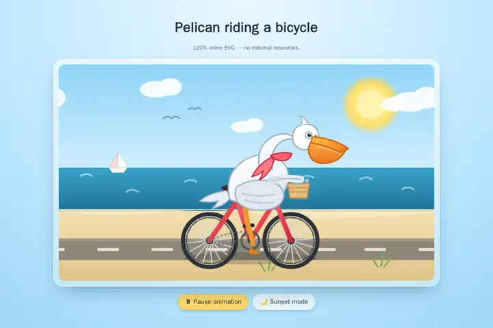 Pelican on a bicycle