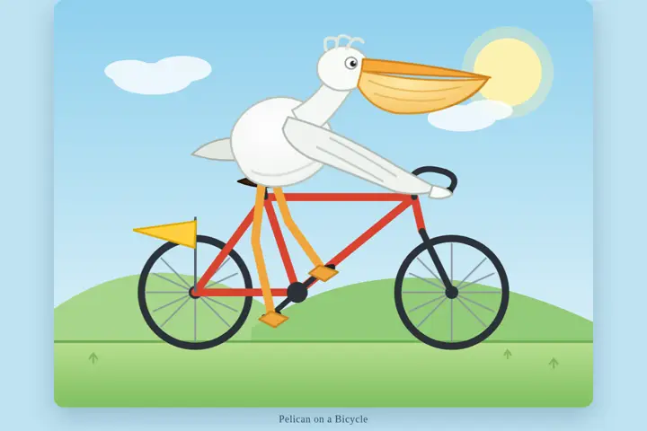 Pelican on a bicycle