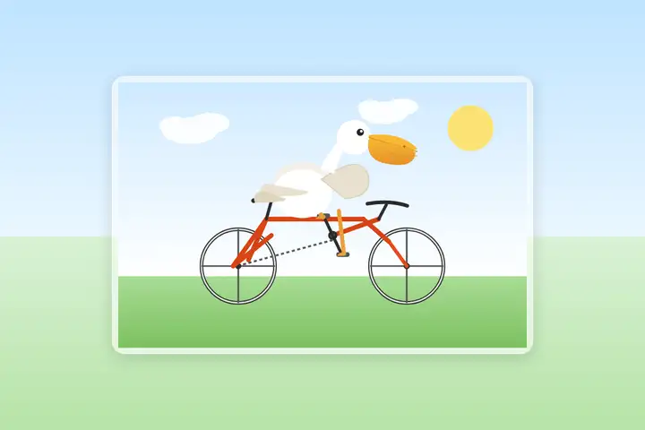 Pelican on a bicycle