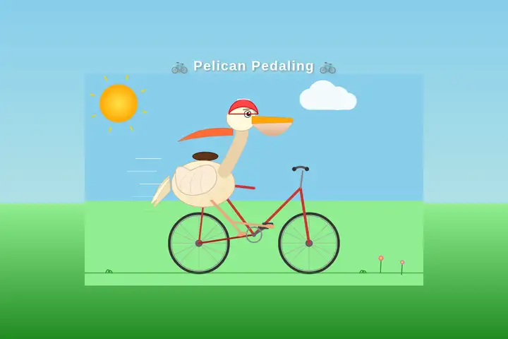 Pelican on a bicycle