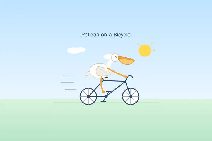 Pelican on a bicycle