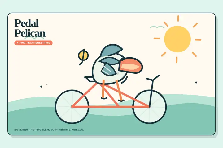 Pelican on a bicycle