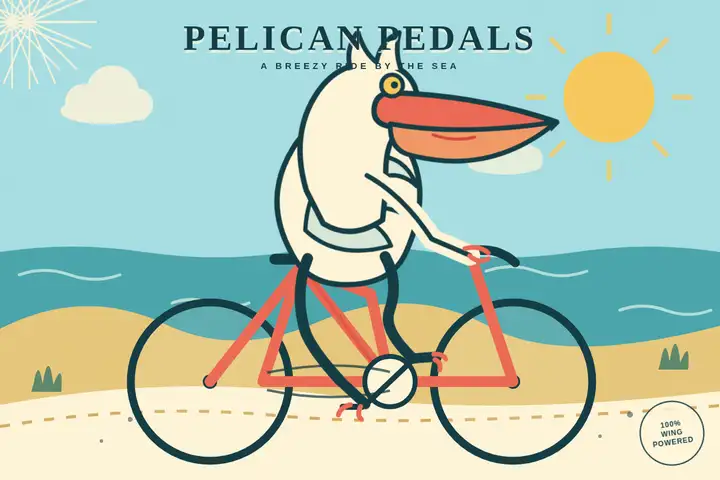 Pelican on a bicycle