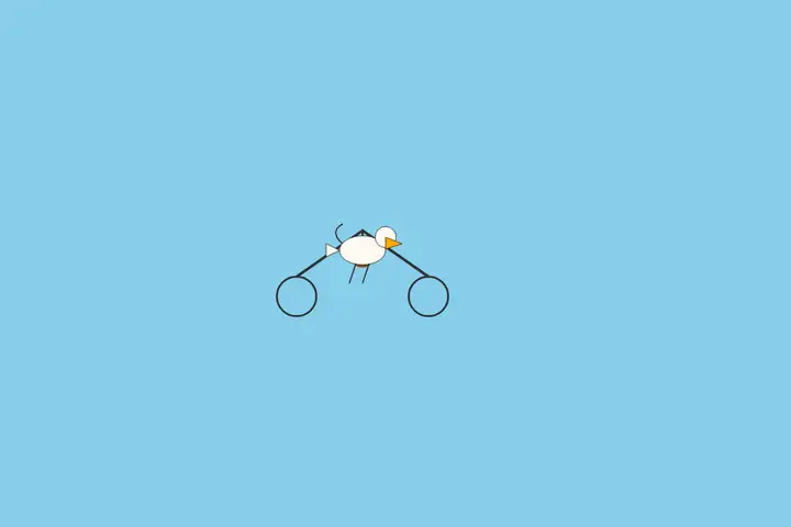 Pelican on a bicycle