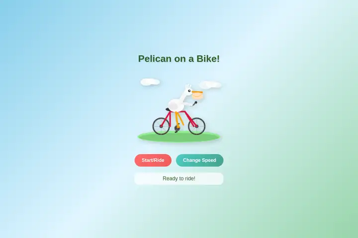 Pelican on a bicycle
