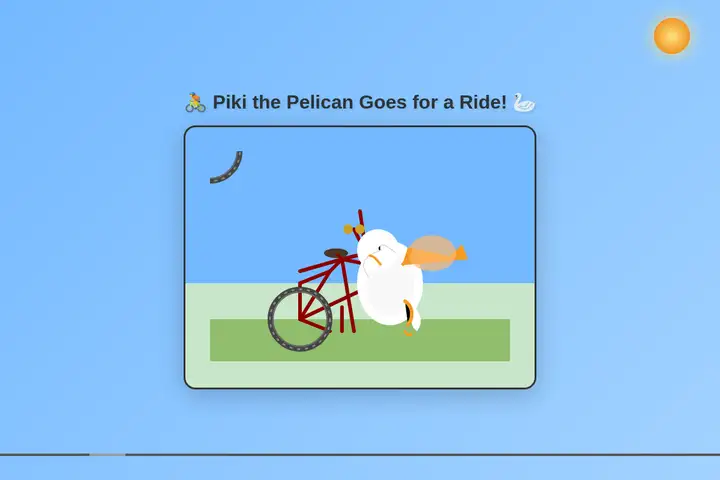 Pelican on a bicycle