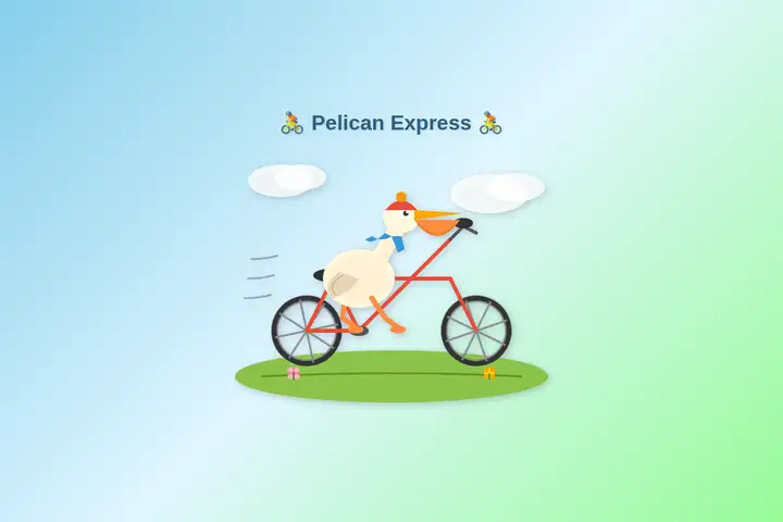 Pelican on a bicycle
