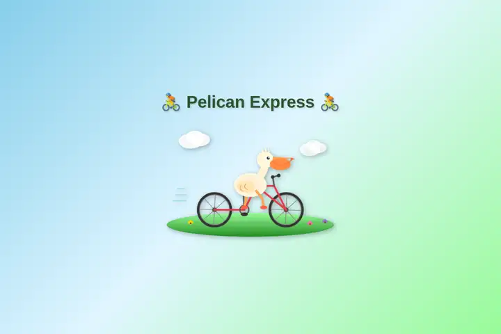Pelican on a bicycle