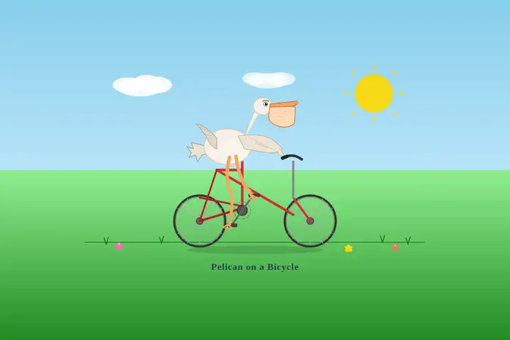 Pelican on a bicycle