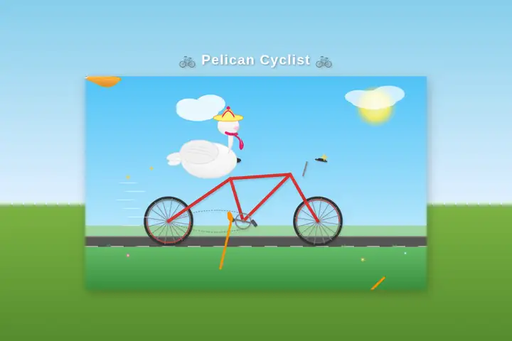 Pelican on a bicycle