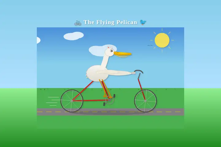 Pelican on a bicycle