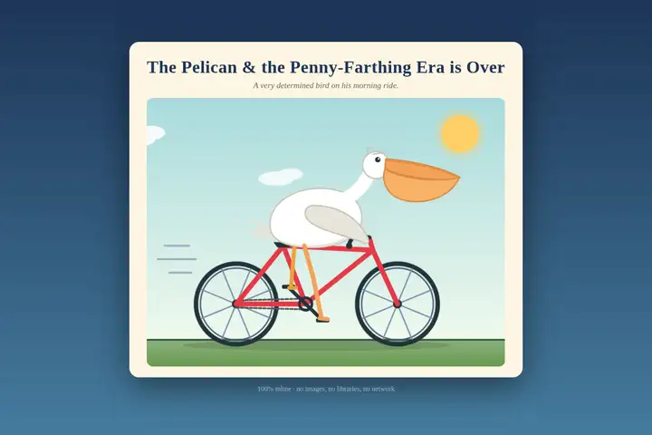 Pelican on a bicycle