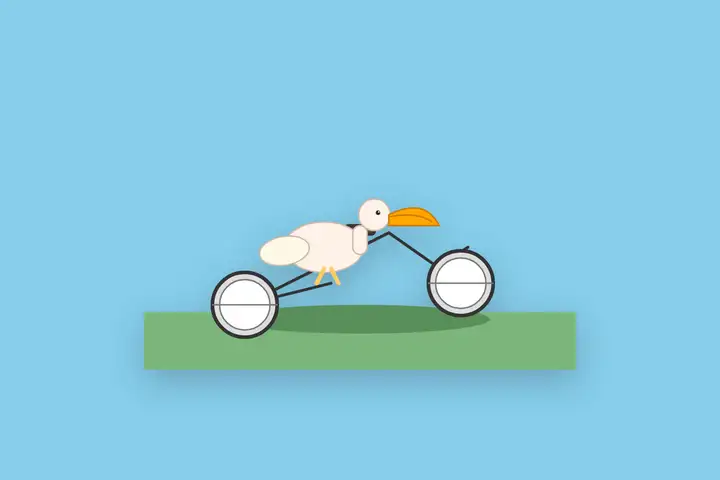 Pelican on a bicycle