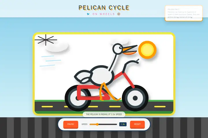 Pelican on a bicycle