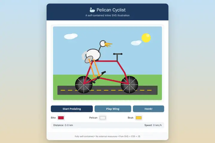 Pelican on a bicycle